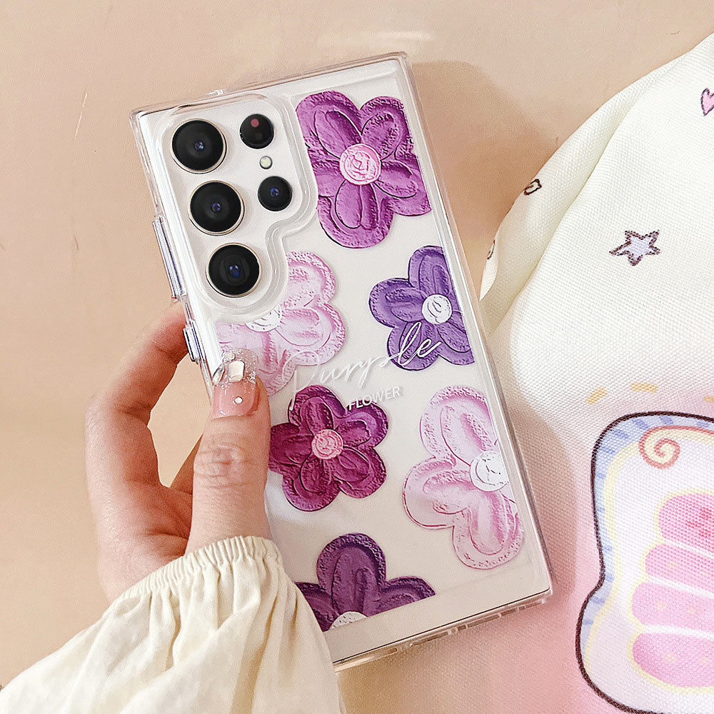 Newest Simple Oil Painting Flower Anti-Fall Phone Case For Samsung