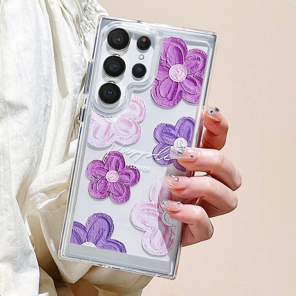 Newest Simple Oil Painting Flower Anti-Fall Phone Case For Samsung