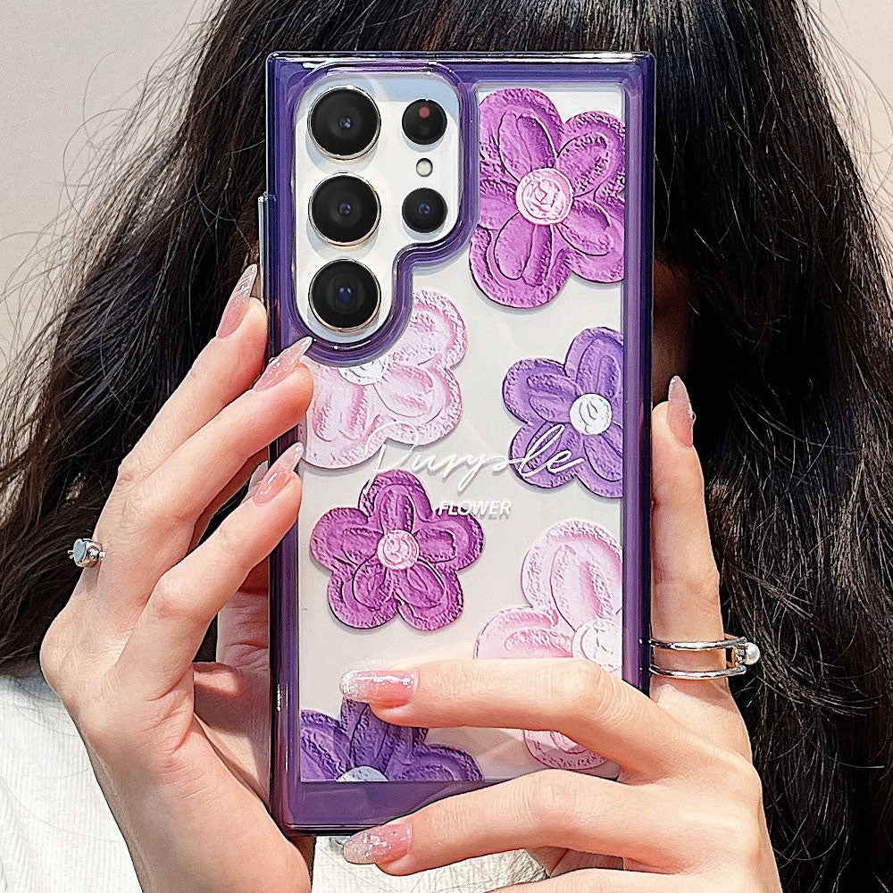 Newest Simple Oil Painting Flower Anti-Fall Phone Case For Samsung