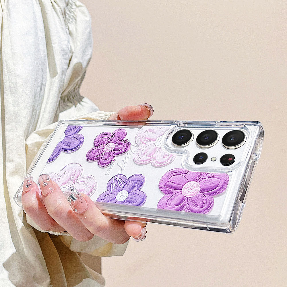 Newest Simple Oil Painting Flower Anti-Fall Phone Case For Samsung