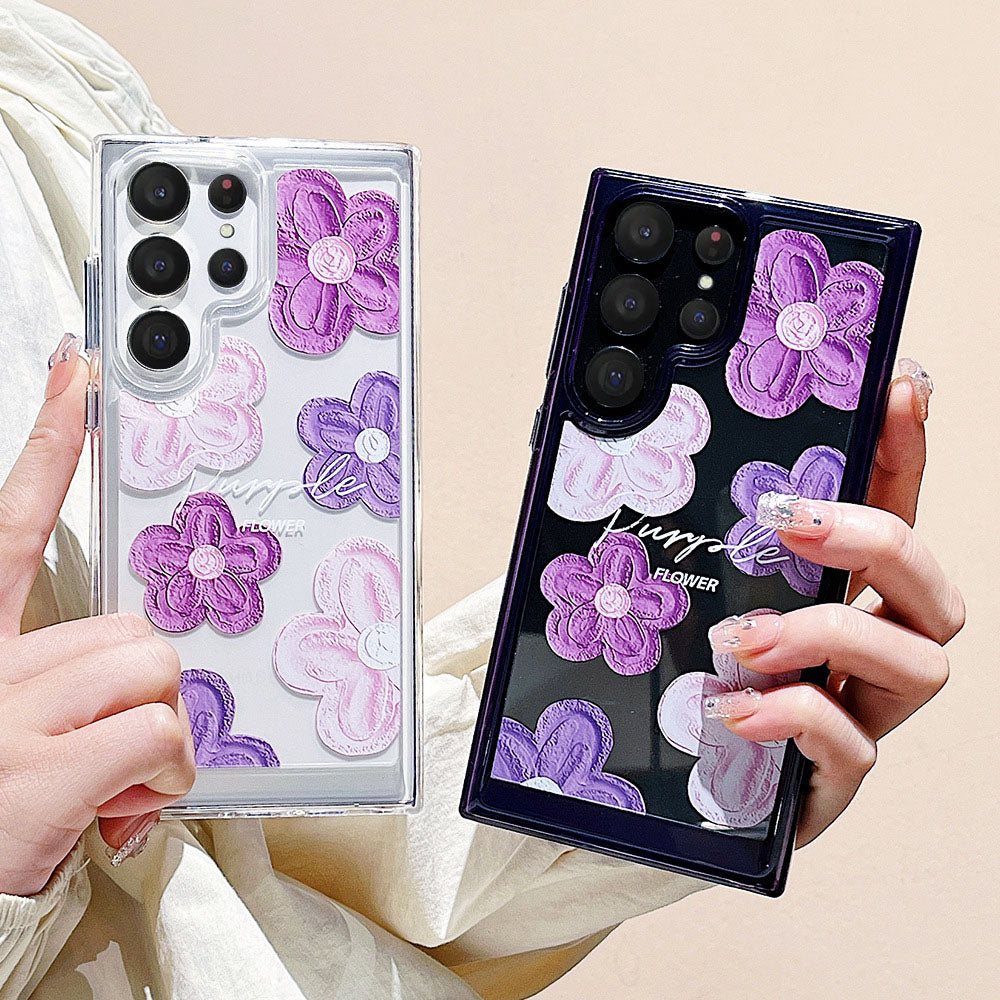 Newest Simple Oil Painting Flower Anti-Fall Phone Case For Samsung