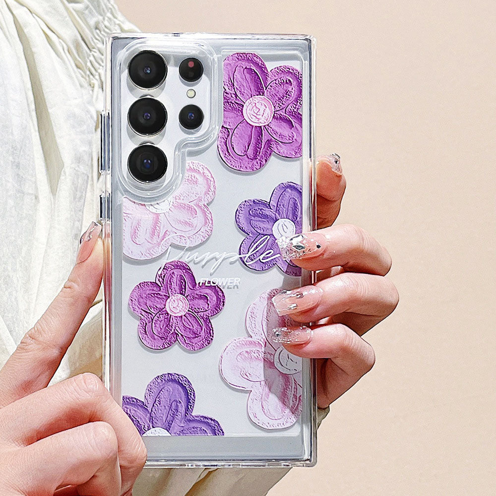 Newest Simple Oil Painting Flower Anti-Fall Phone Case For Samsung