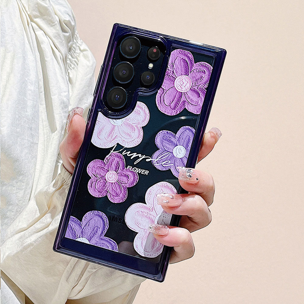 Newest Simple Oil Painting Flower Anti-Fall Phone Case For Samsung