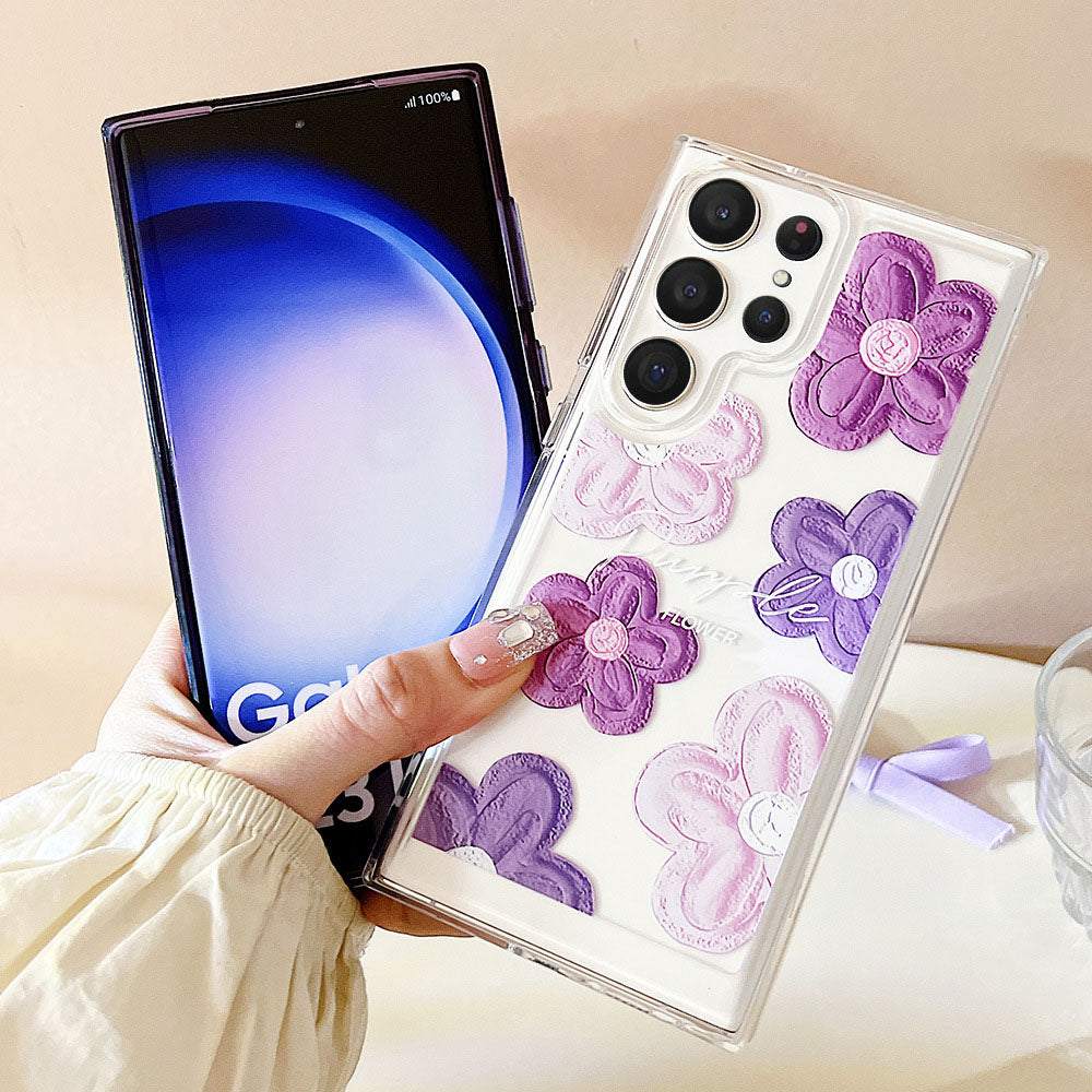 Newest Simple Oil Painting Flower Anti-Fall Phone Case For Samsung