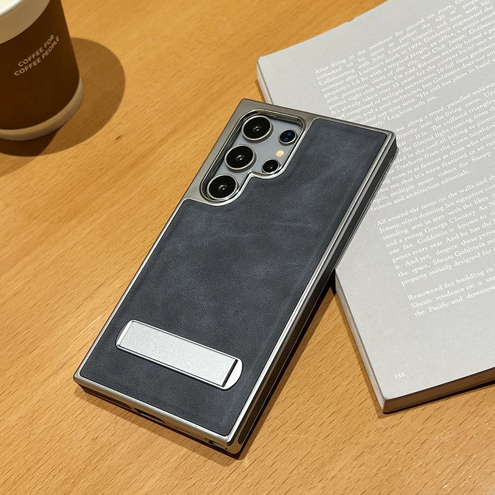 Newest Electroplated Leather Stand Anti-Fall Phone Case For Samsung