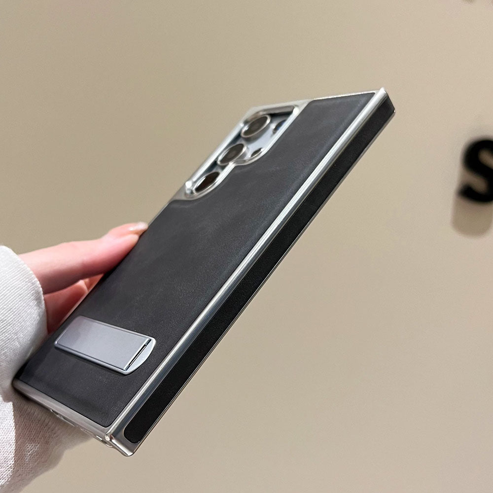 Newest Electroplated Leather Stand Anti-Fall Phone Case For Samsung