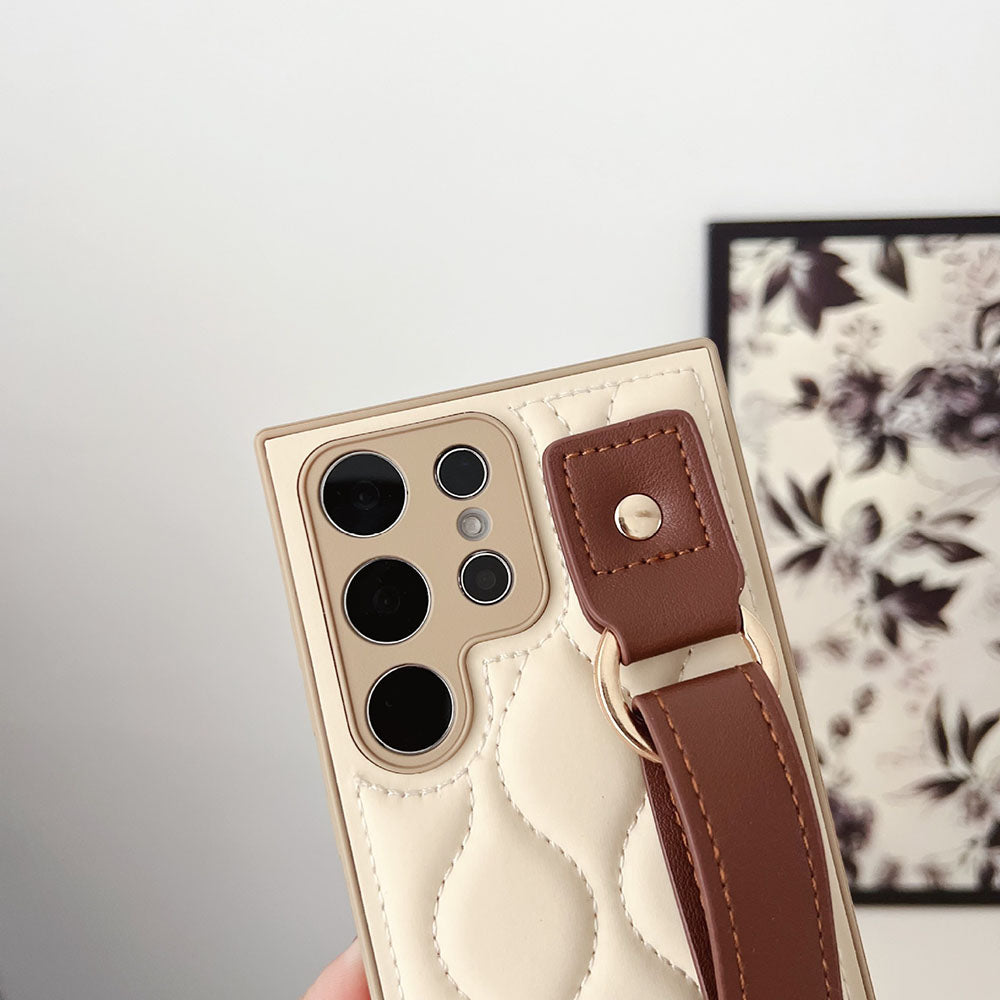 Off-White Ultra-Thin Wrist Strap Fashion Phone Case For Samsung