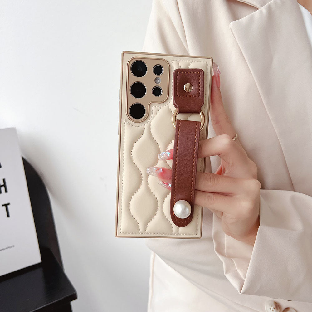 Off-White Ultra-Thin Wrist Strap Fashion Phone Case For Samsung