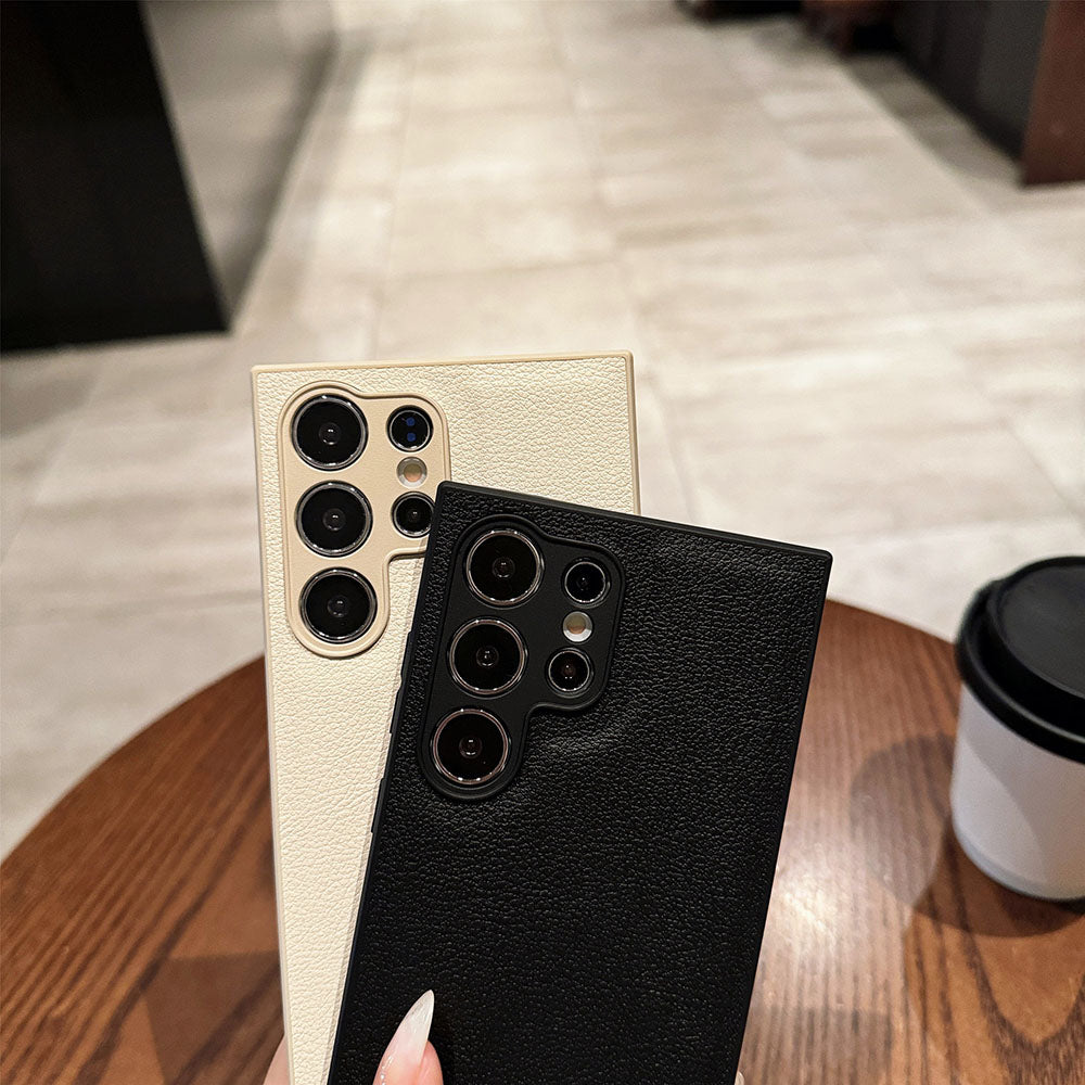 Lychee Pattern Leather Drop-Resistant Phone Case For Samsung Galaxy