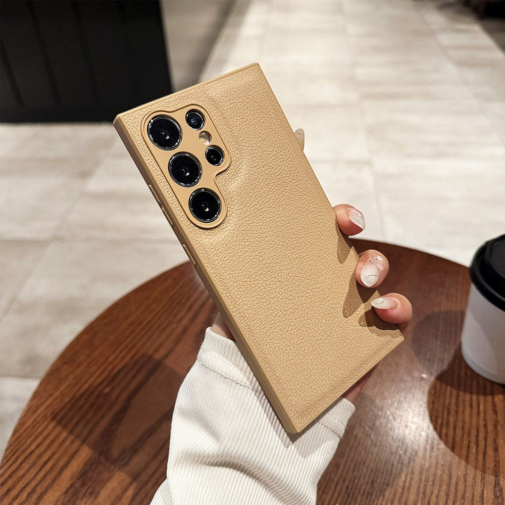 Lychee Pattern Leather Drop-Resistant Phone Case For Samsung Galaxy