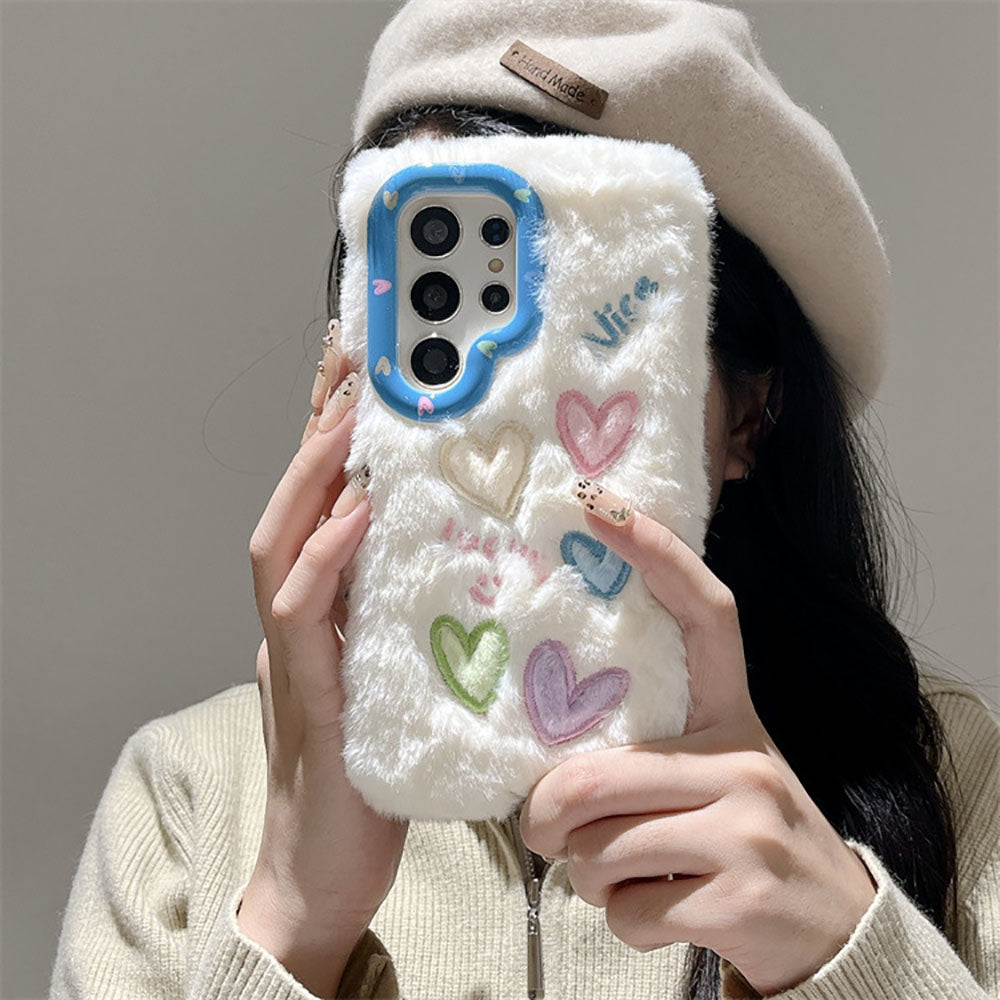 Winter Cute Plush Warm Cartoon Phone Case For Samsung Galaxy