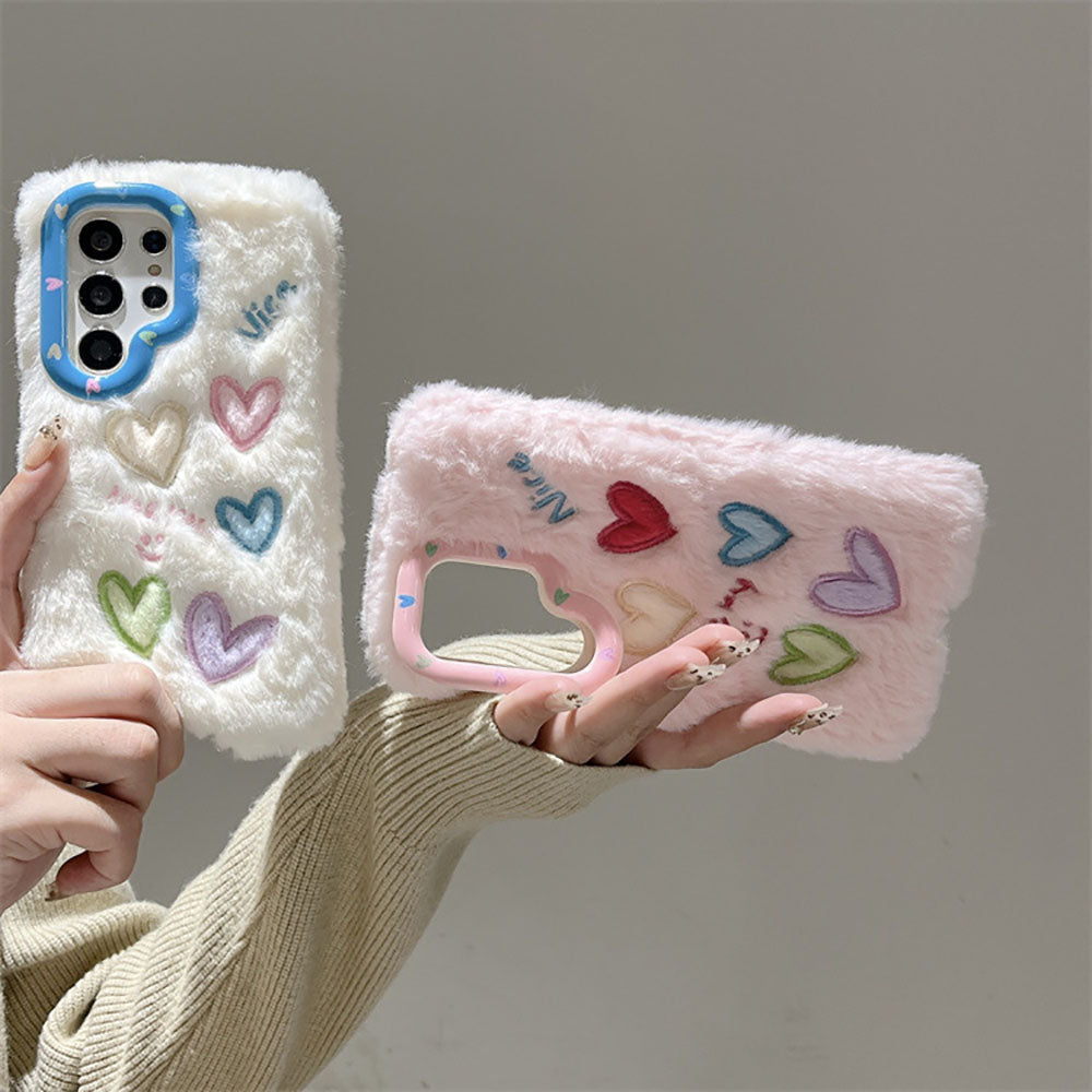 Winter Cute Plush Warm Cartoon Phone Case For Samsung Galaxy
