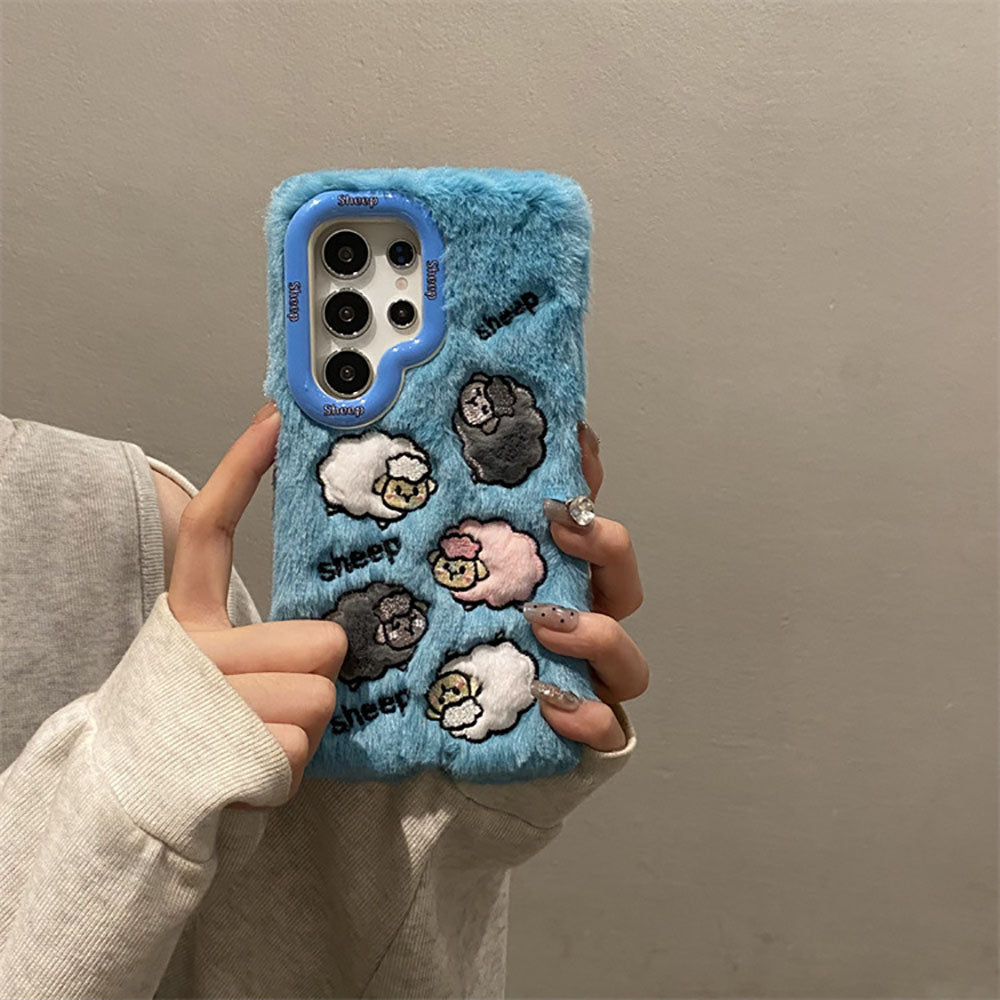Winter Cute Plush Warm Cartoon Phone Case For Samsung Galaxy