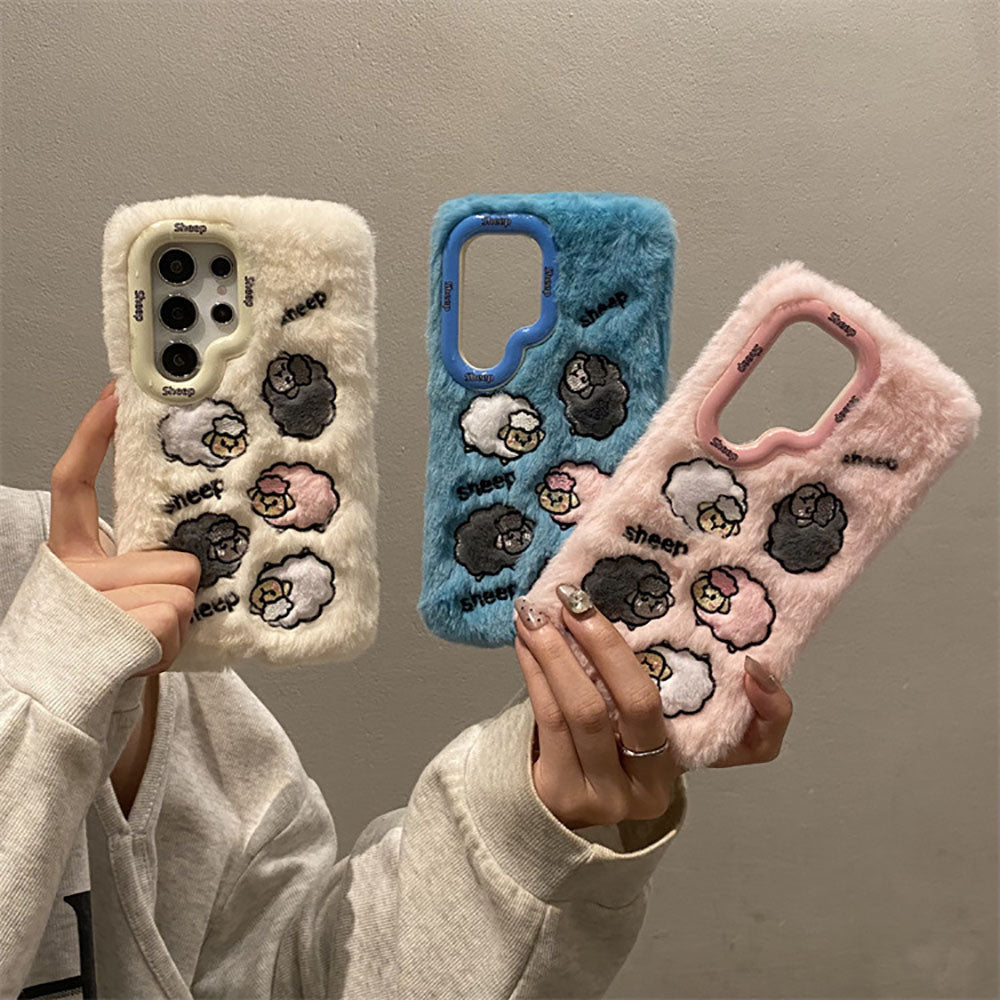 Winter Cute Plush Warm Cartoon Phone Case For Samsung Galaxy