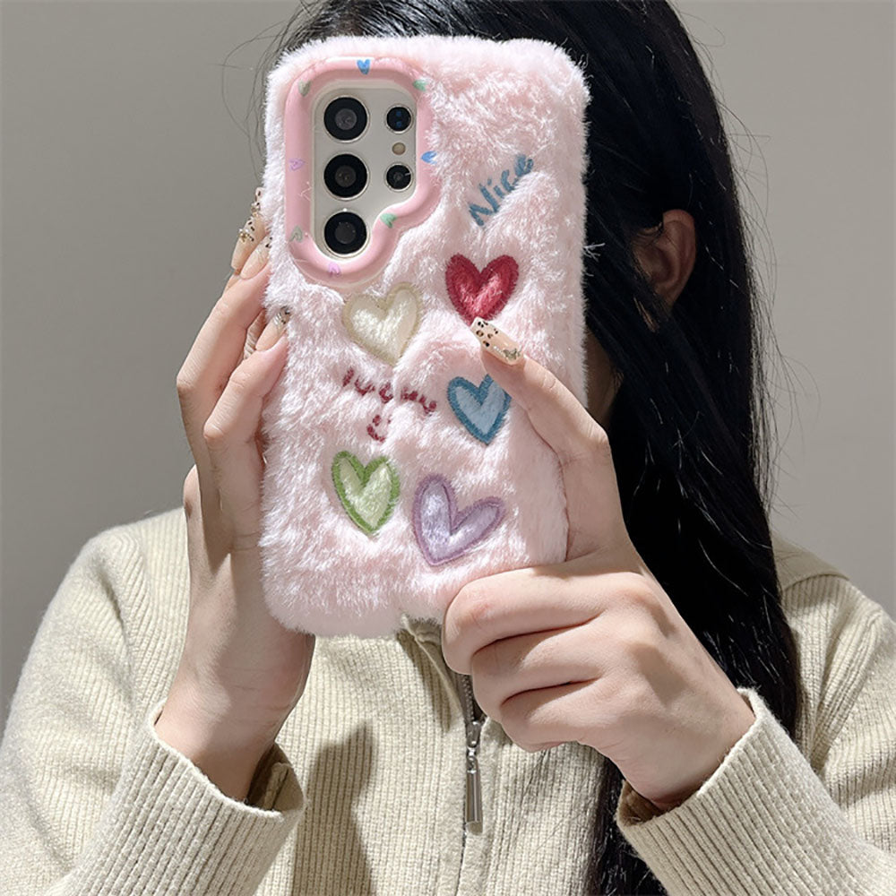 Winter Cute Plush Warm Cartoon Phone Case For Samsung Galaxy