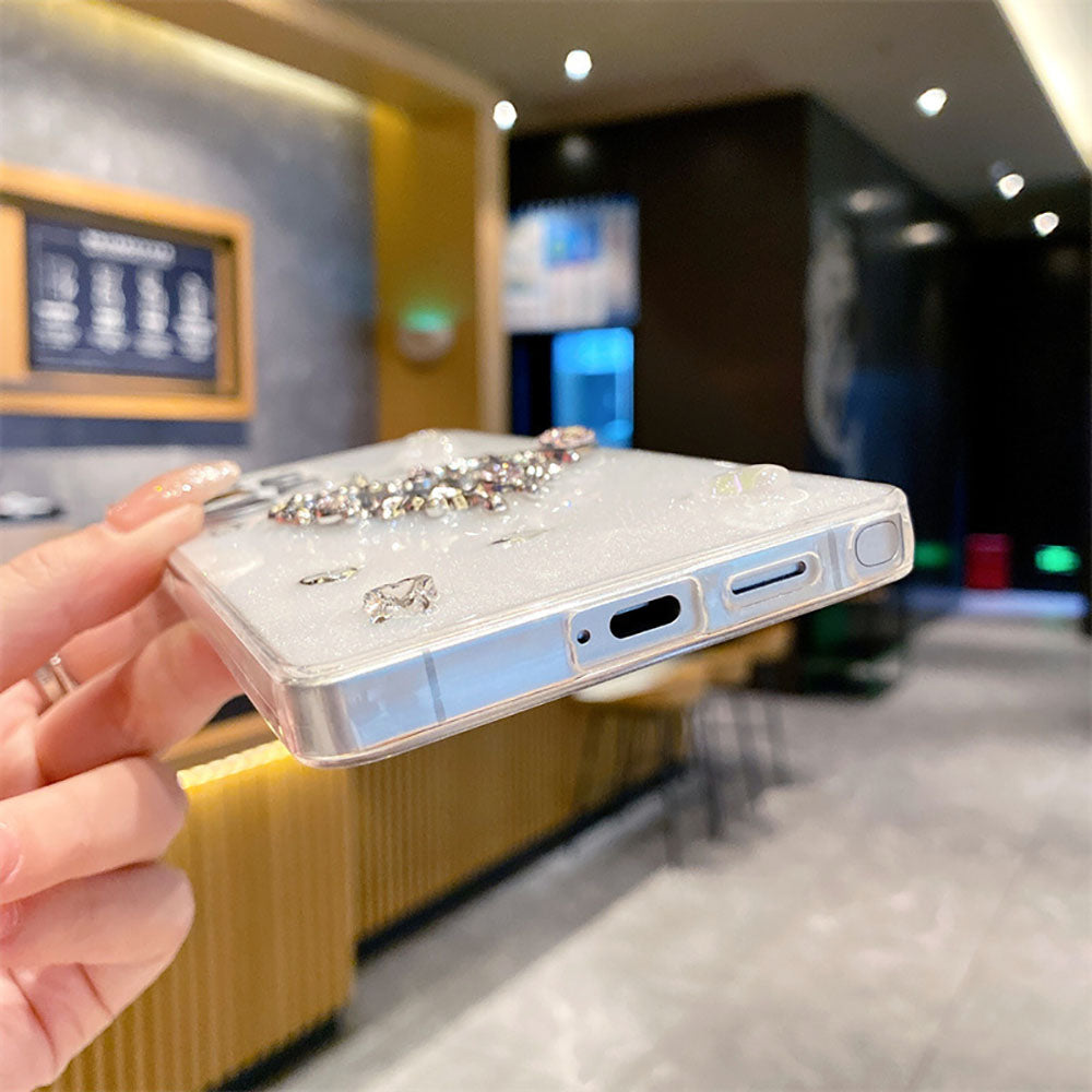 Rhinestone Heart Mirror Phone Case For Samsung Galaxy