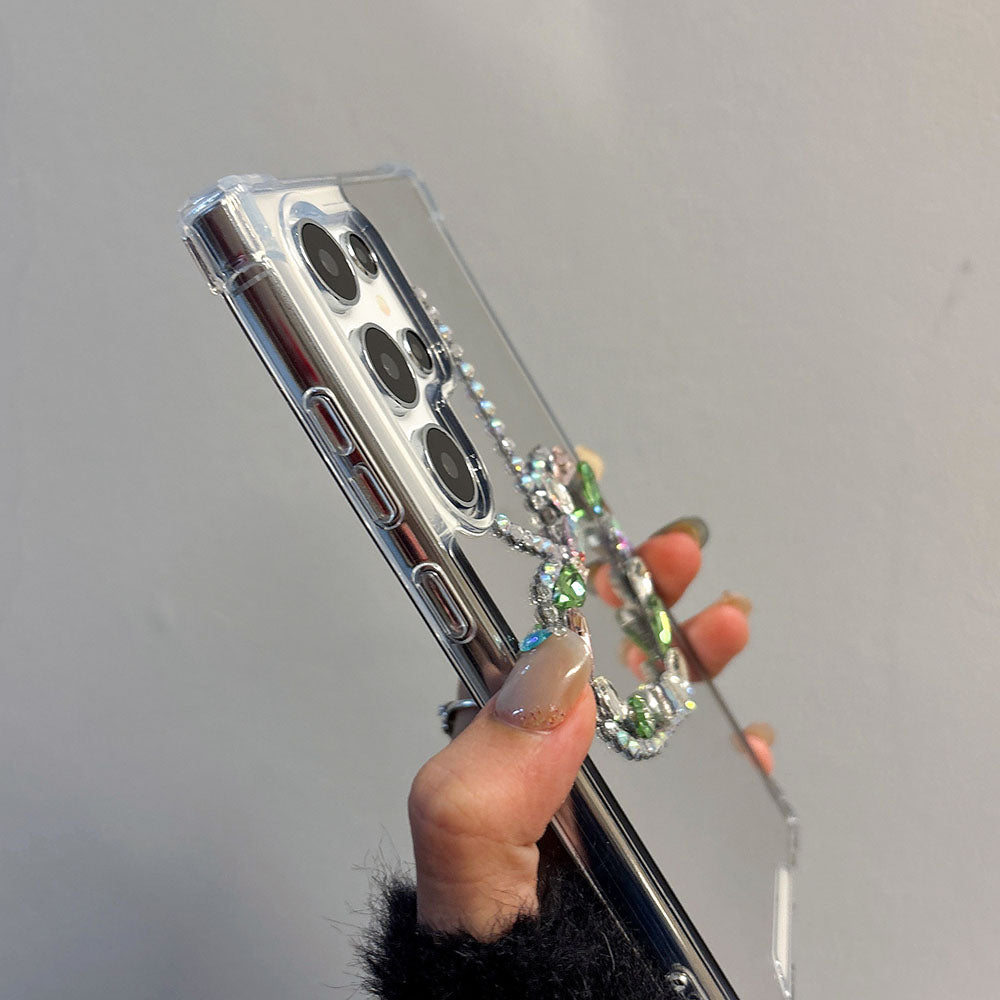 Handmade Heart Rhinestone Acrylic Mirror Phone Case For Samsung Galaxy