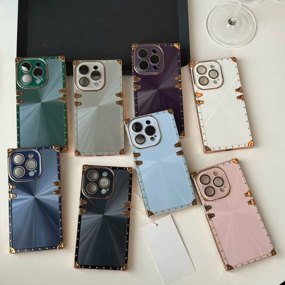 Fashionable Electroplating Colorful Square Phone Case For iPhone