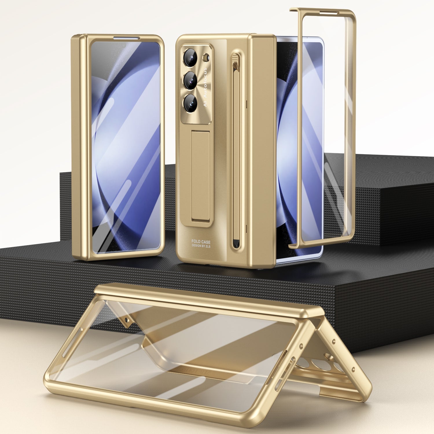 Armor Electroplated Anti-fall Protective Phone Case With Pen Tray Shell and Film For Samsung Galaxy Z Fold5 Fold4 - Mycasety Mycasety