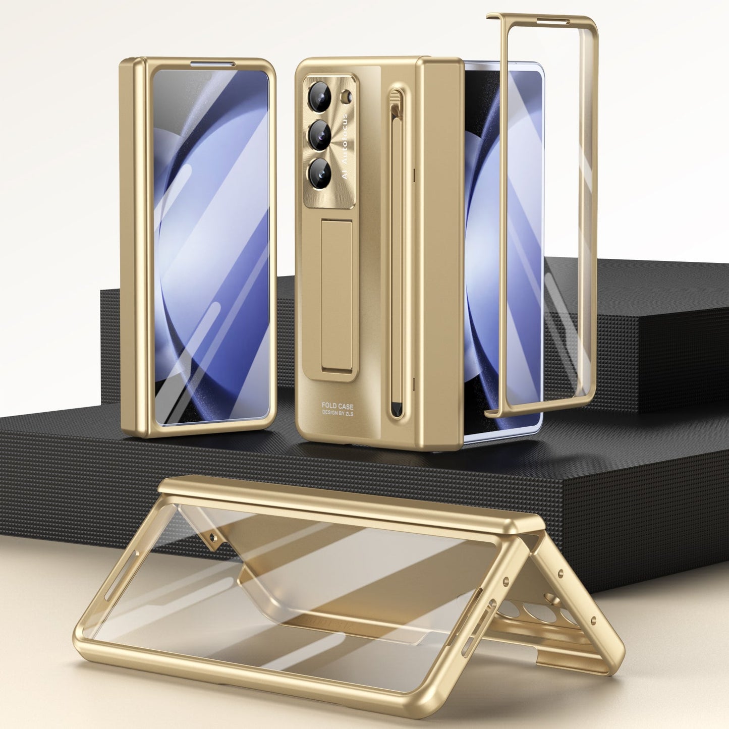 Armor Electroplated Anti-fall Protective Phone Case With Pen Tray Shell and Film For Galaxy Z Fold 7/6/5/4