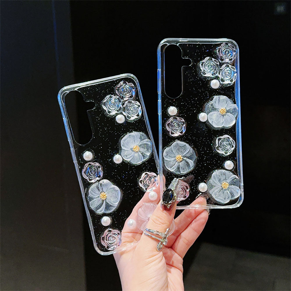 Transparent Flower Pearl Phone Case For Samsung