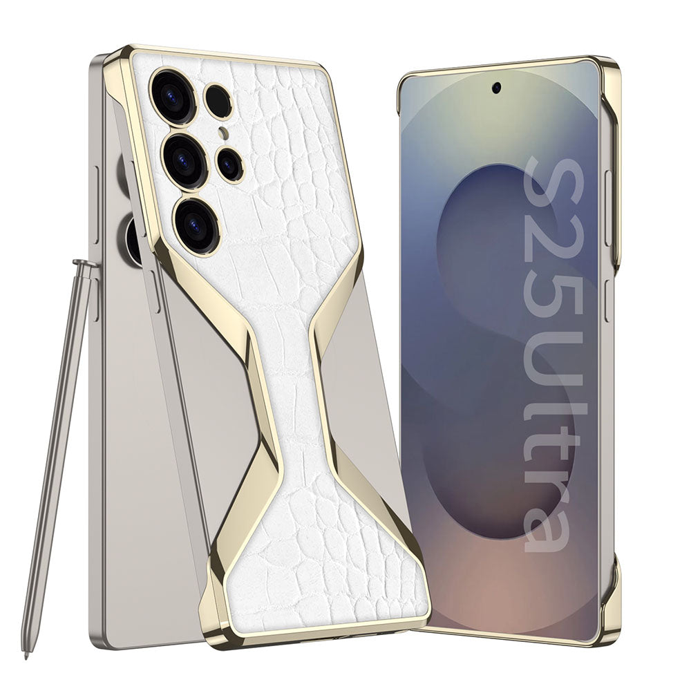 Borderless Electroplated Leather Phone Case For Samsung Galaxy