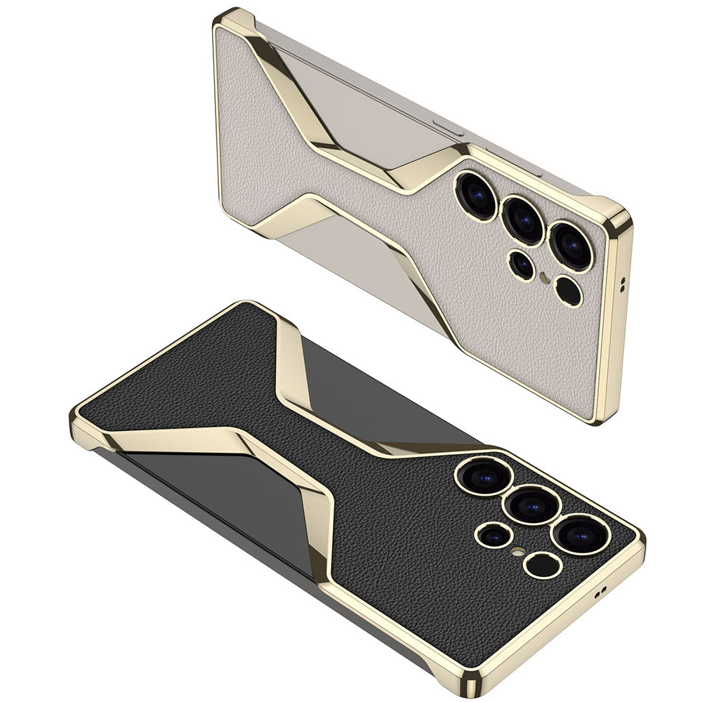 Borderless Electroplated Leather Phone Case For Samsung Galaxy