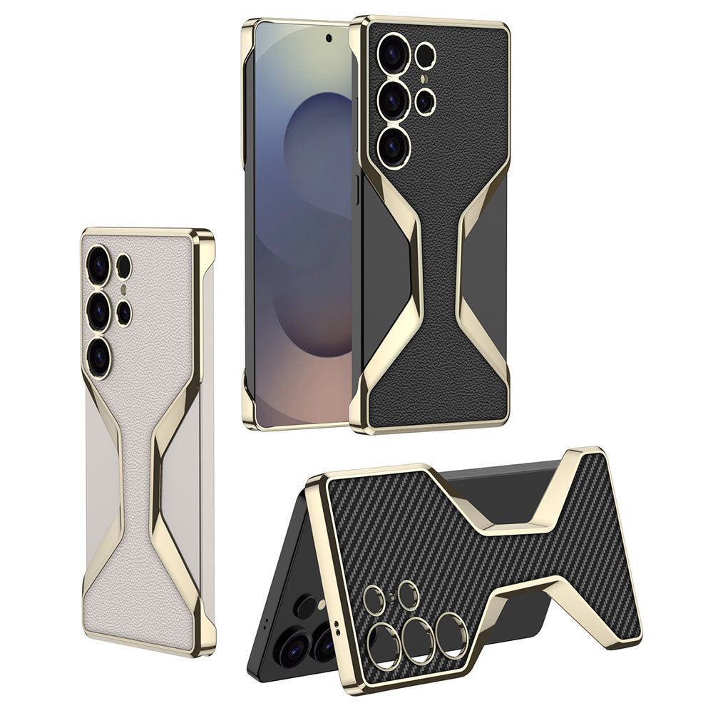 Borderless Electroplated Leather Phone Case For Samsung Galaxy