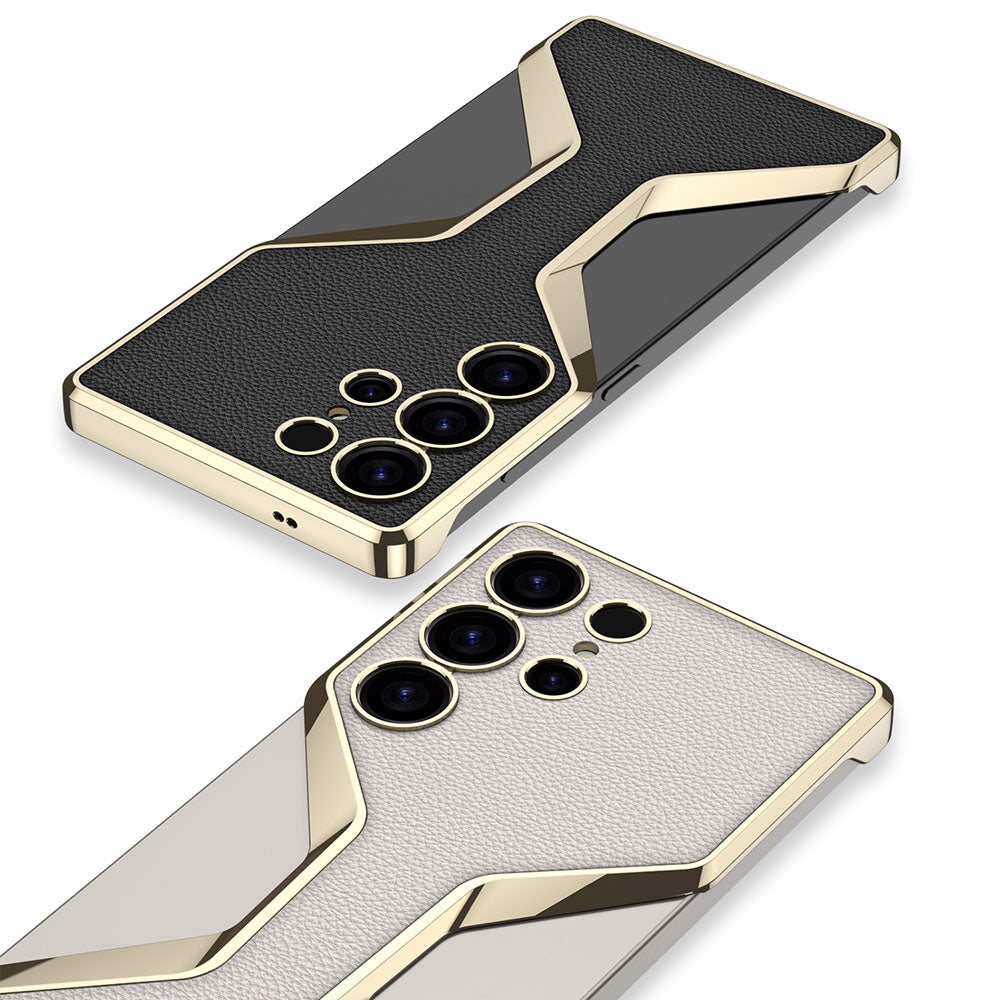 Borderless Electroplated Leather Phone Case For Samsung Galaxy