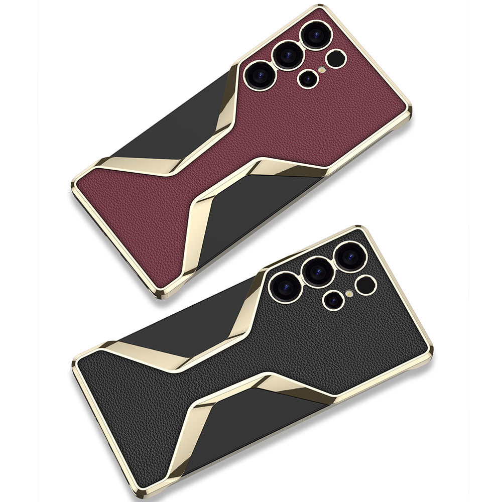 Borderless Electroplated Leather Phone Case For Samsung Galaxy