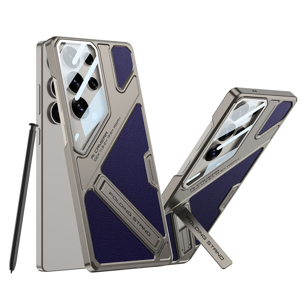 Electroplating Vision Leather Phone Case For Samsung Galaxy With Back Screen Protector