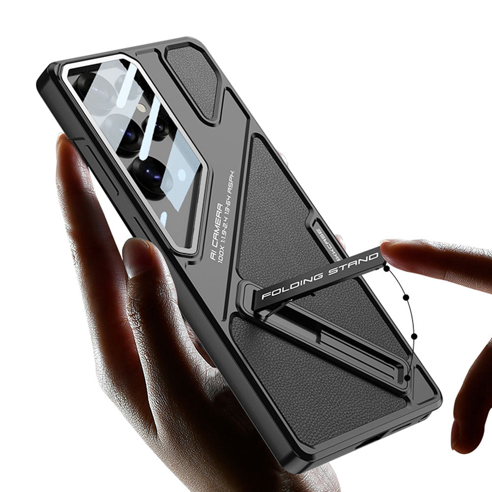 Electroplating Vision Leather Phone Case For Samsung Galaxy With Back Screen Protector