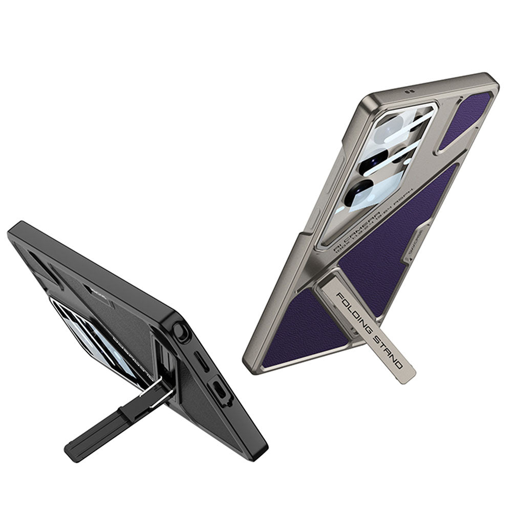 Electroplating Vision Leather Phone Case For Samsung Galaxy With Back Screen Protector