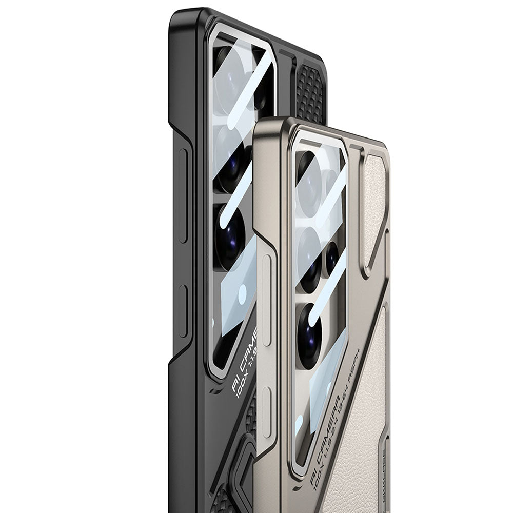 Electroplating Vision Leather Phone Case For Samsung Galaxy With Back Screen Protector