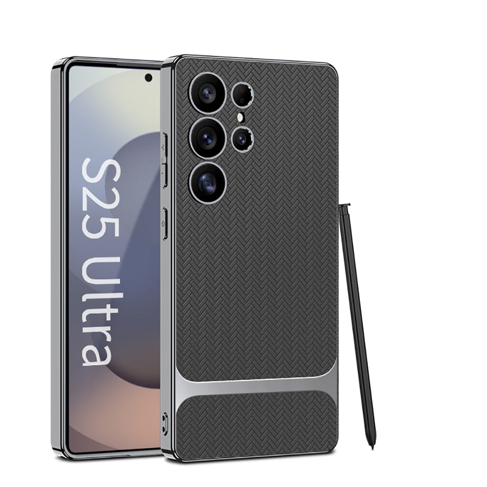 Ultra-thin Woven Electroplated Leather Business Phone Case For Samsung Galaxy