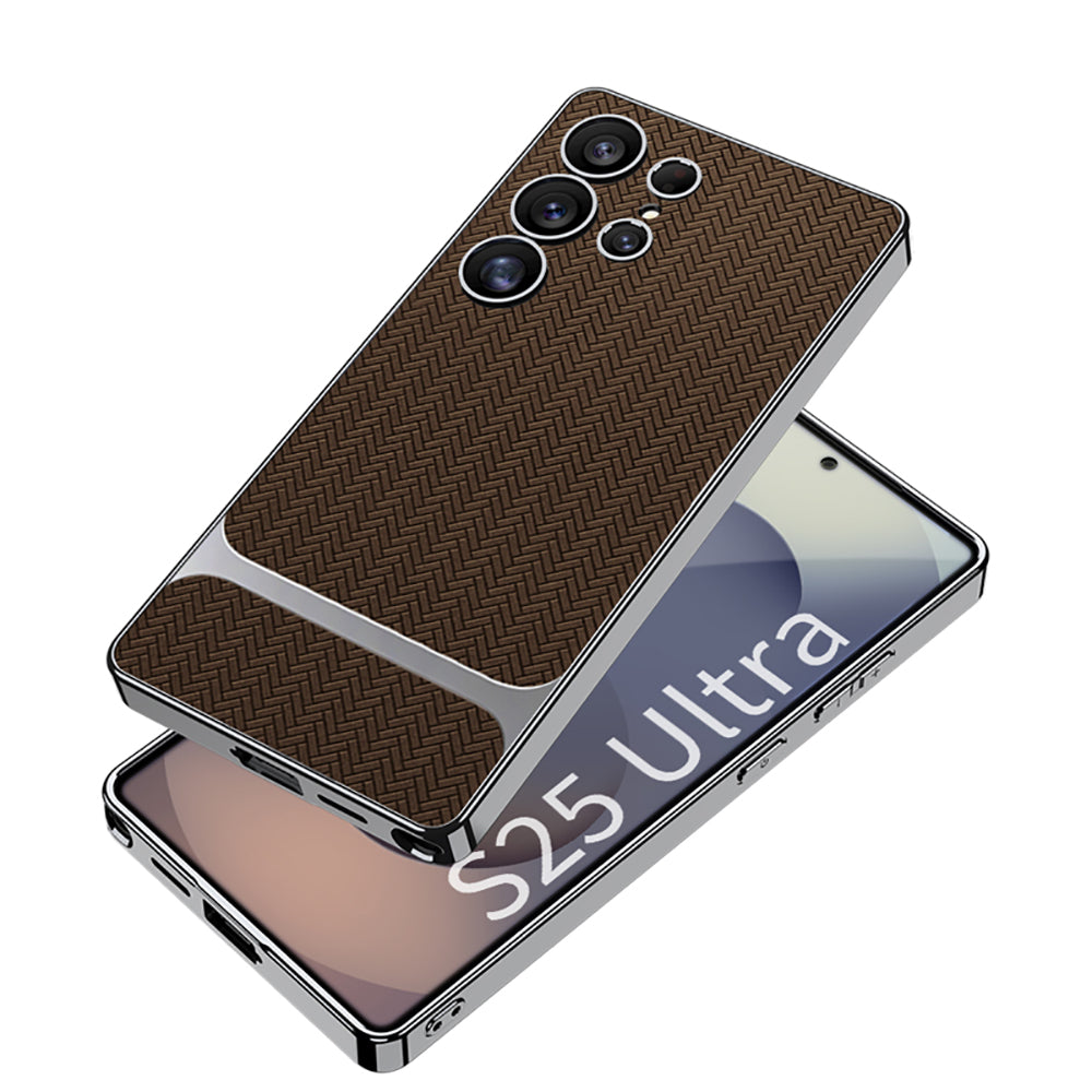Ultra-thin Woven Electroplated Leather Business Phone Case For Samsung Galaxy