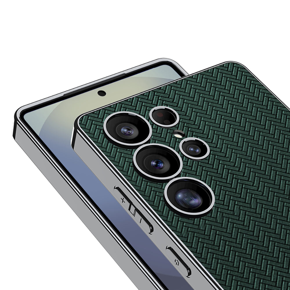 Ultra-thin Woven Electroplated Leather Business Phone Case For Samsung Galaxy