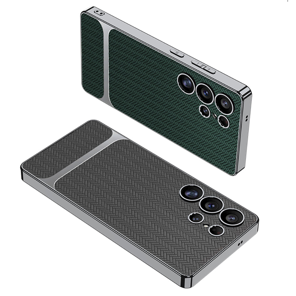 Ultra-thin Woven Electroplated Leather Business Phone Case For Samsung Galaxy