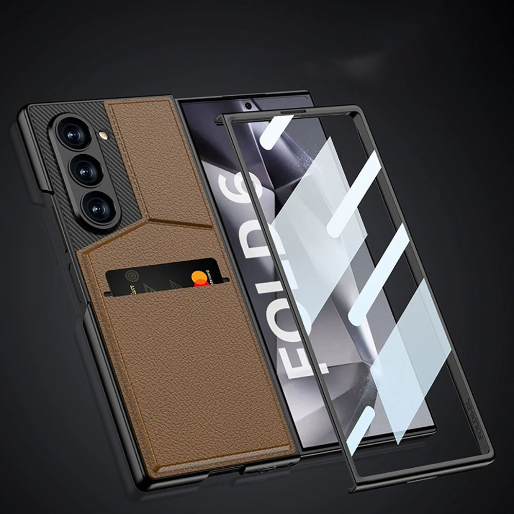 Leather Card Holder Phone Case For Samsung Galaxy Z Fold With HD Screen Protector