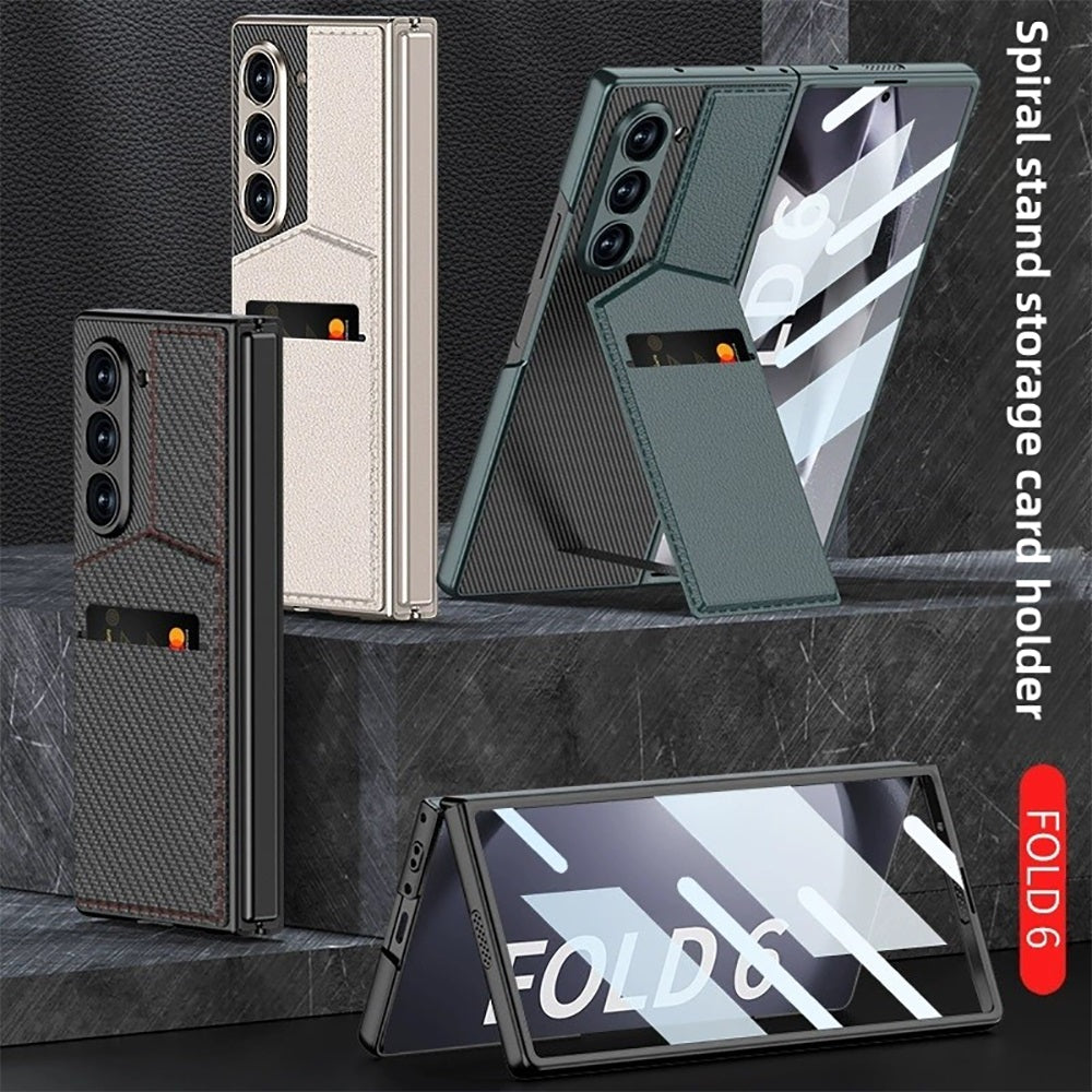 Leather Card Holder Phone Case For Samsung Galaxy Z Fold With HD Screen Protector