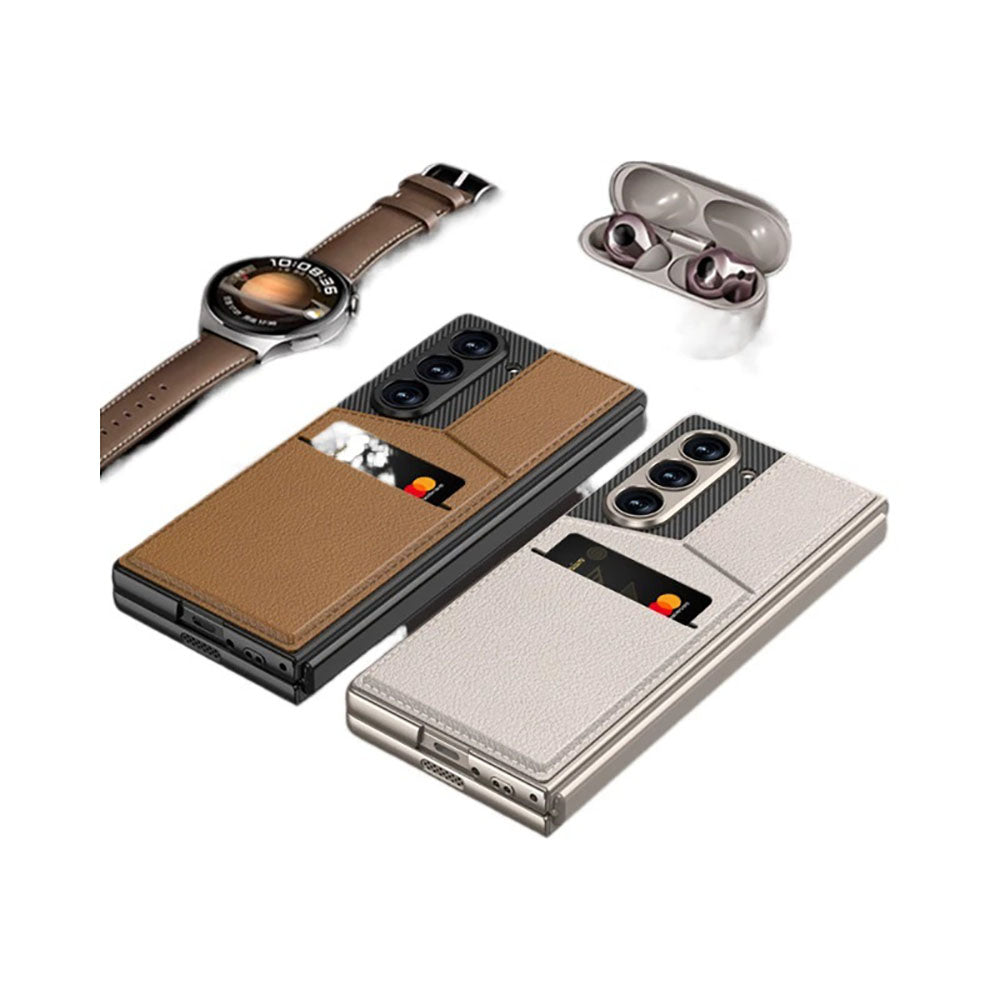 Leather Card Holder Phone Case For Samsung Galaxy Z Fold With HD Screen Protector