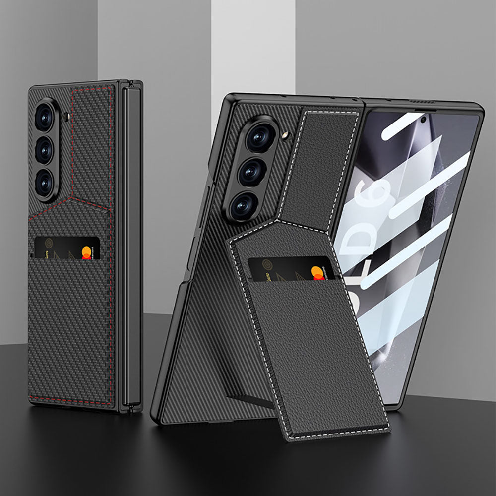 Leather Card Holder Phone Case For Samsung Galaxy Z Fold With HD Screen Protector