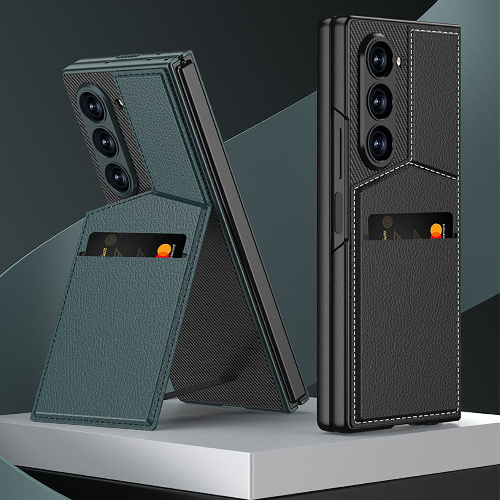 Leather Card Holder Phone Case For Samsung Galaxy Z Fold With HD Screen Protector