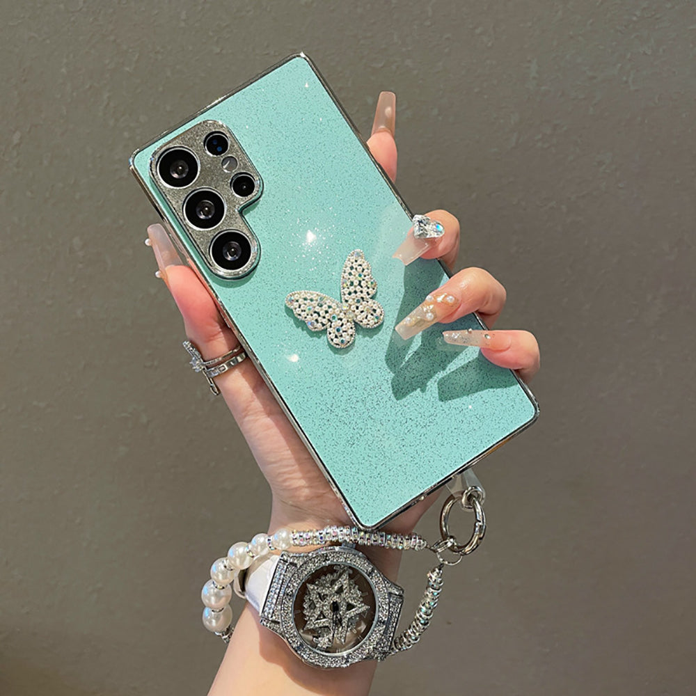 Diamond Butterfly Electroplating Phone Case with Bracelet For Samsung Galaxy