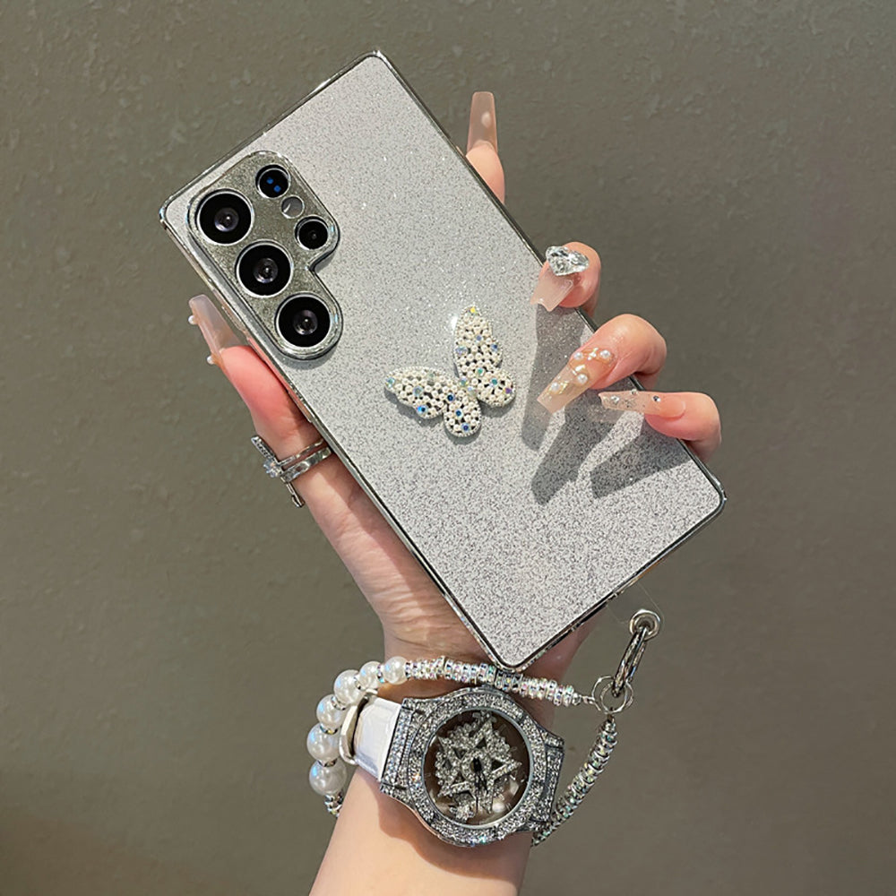 Diamond Butterfly Electroplating Phone Case with Bracelet For Samsung Galaxy