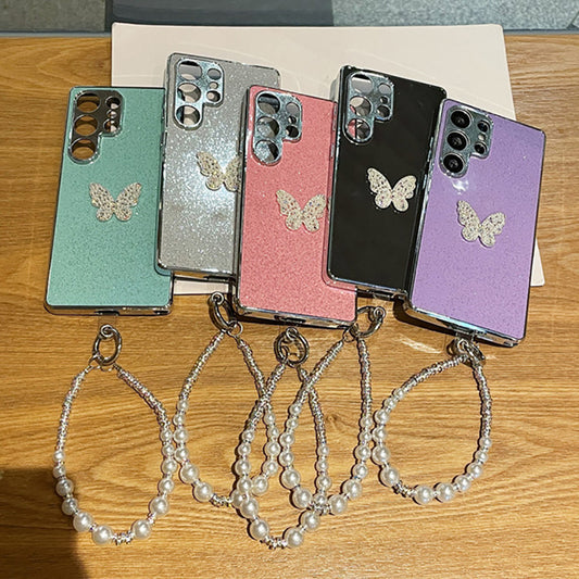 Diamond Butterfly Electroplating Phone Case with Bracelet For Samsung Galaxy