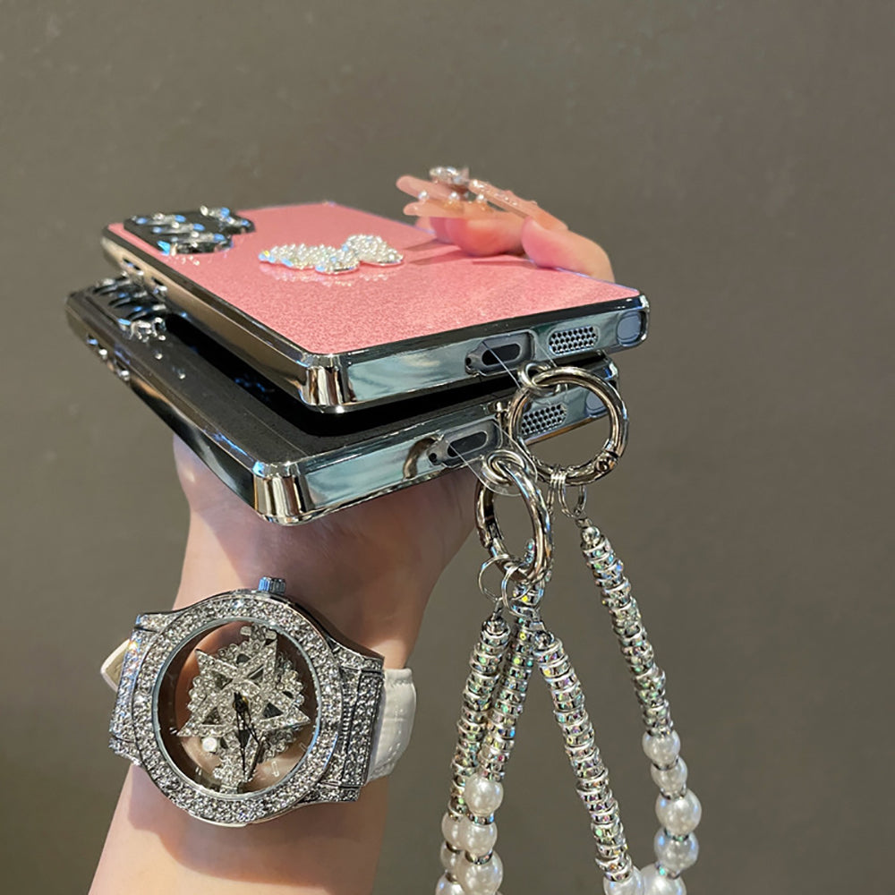 Diamond Butterfly Electroplating Phone Case with Bracelet For Samsung Galaxy