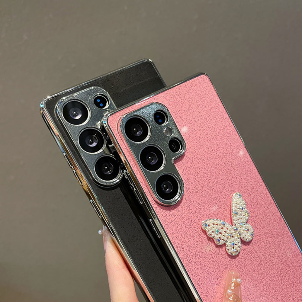 Diamond Butterfly Electroplating Phone Case with Bracelet For Samsung Galaxy