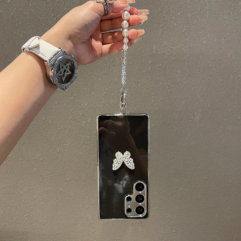 Diamond Butterfly Electroplating Phone Case with Bracelet For Samsung Galaxy