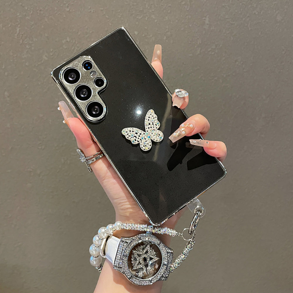 Diamond Butterfly Electroplating Phone Case with Bracelet For Samsung Galaxy